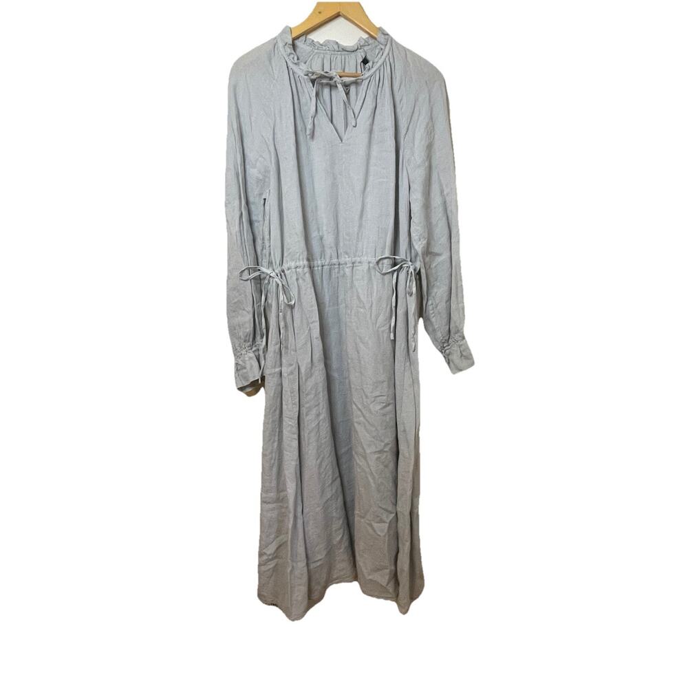 Marc O'Polo Dress 100% Linen Gray Blue Dress Lagenlook Boho Hippie Sz M/L -EU 36